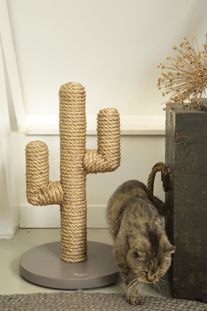  Designed By Lotte Houten Cactus - Krabpaal - Taupe - 35 X 35 X 60 Cm
