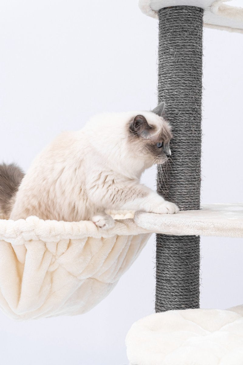  Petrebels Catharina 160 Krabpaal - Creme - 2 Hangmatten - Grote Katten