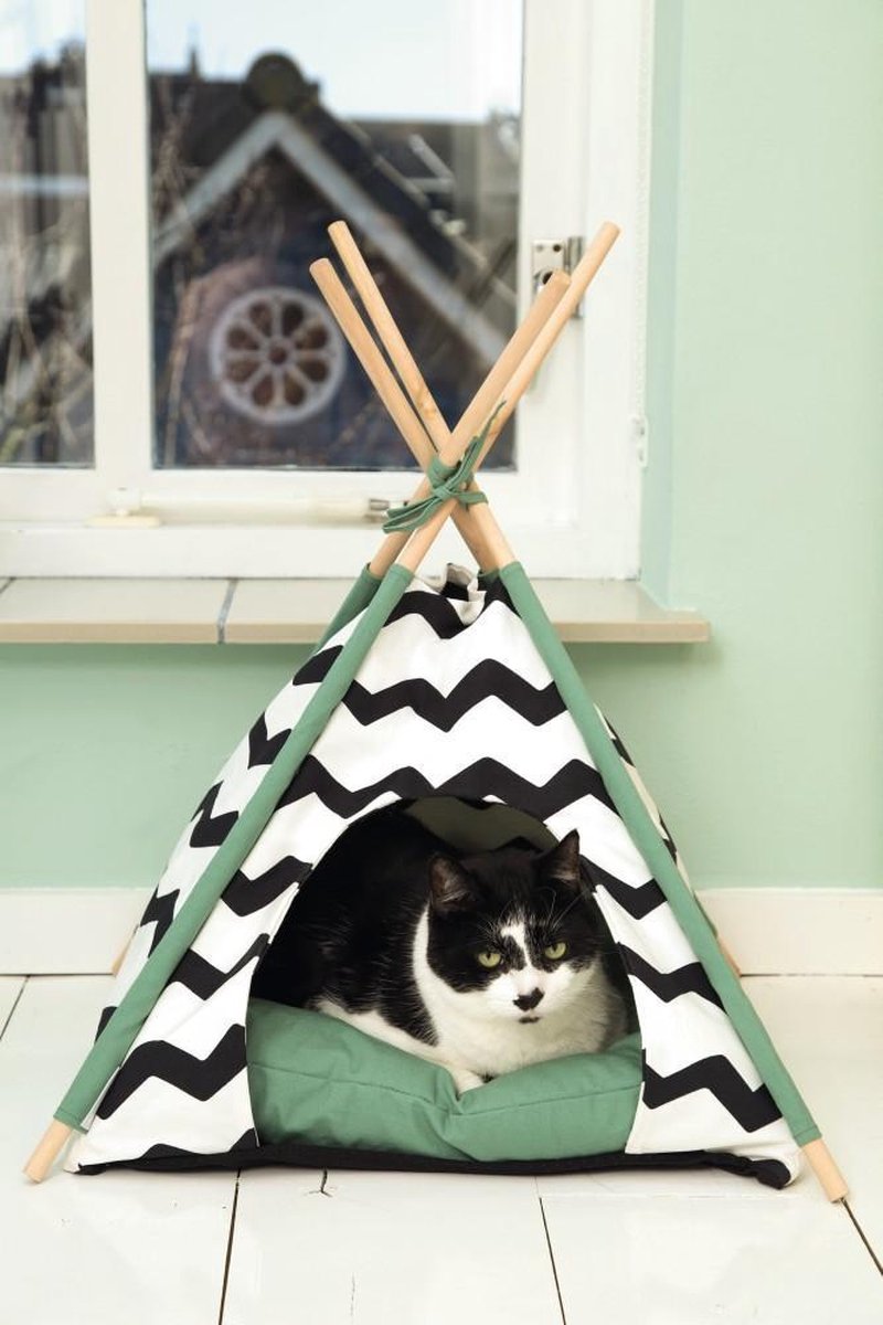  Beeztees Kioni Tipi Tent - Kattenhuis - Zwart/Wit - 50x50x70 Cm