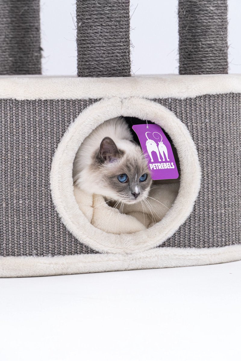  Petrebels Catharina 160 Krabpaal - Creme - 2 Hangmatten - Grote Katten