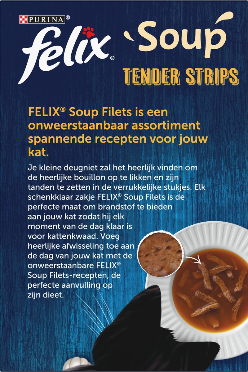  Felix Soup Tender Strips Met Rund, Kip &amp; Lam - Katten Natvoer - 24 X 48g