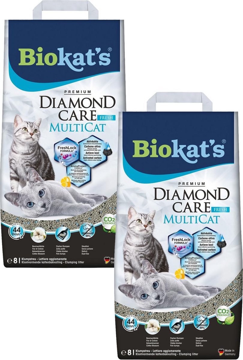  Biokat's Diamond Care Multicat - Kattenbakvulling - 2 X 8 L