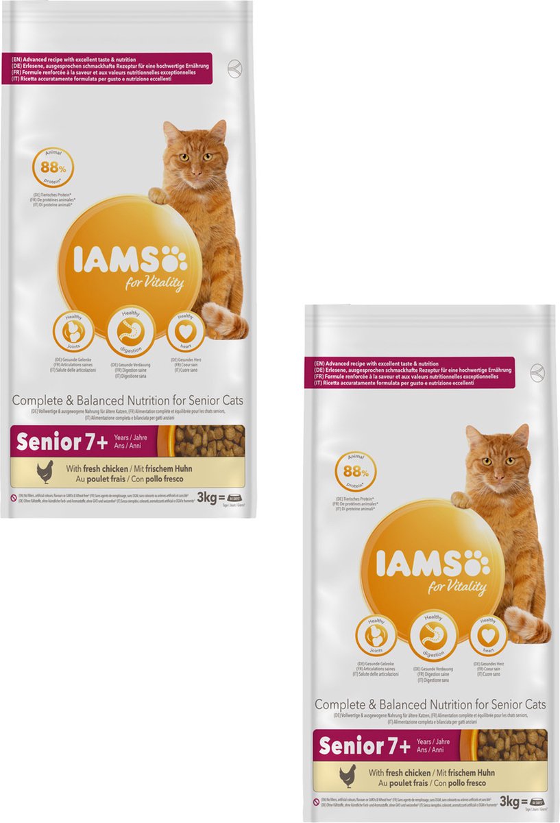  Iams Cat Senior Kip - Kattenvoer - 2 X 3 Kg