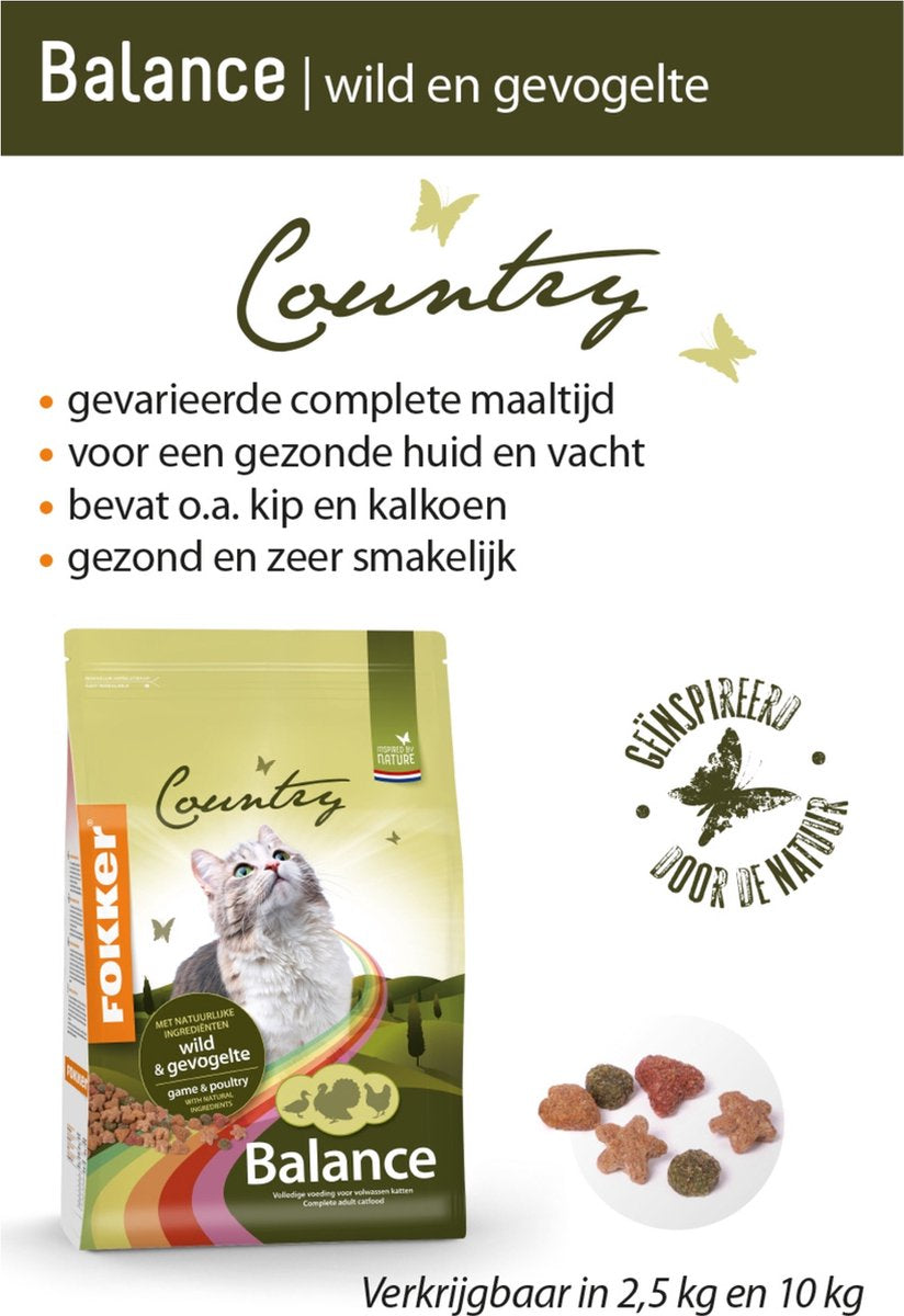  Fokker Country Balance - Wild En Gevogelte - Kattenvoer - 10 Kg