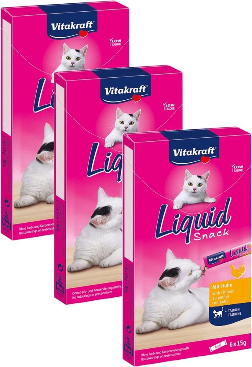  Vitakraft Cat Liquid Snack 6 Stuks - Kattensnack - 3 X Kip