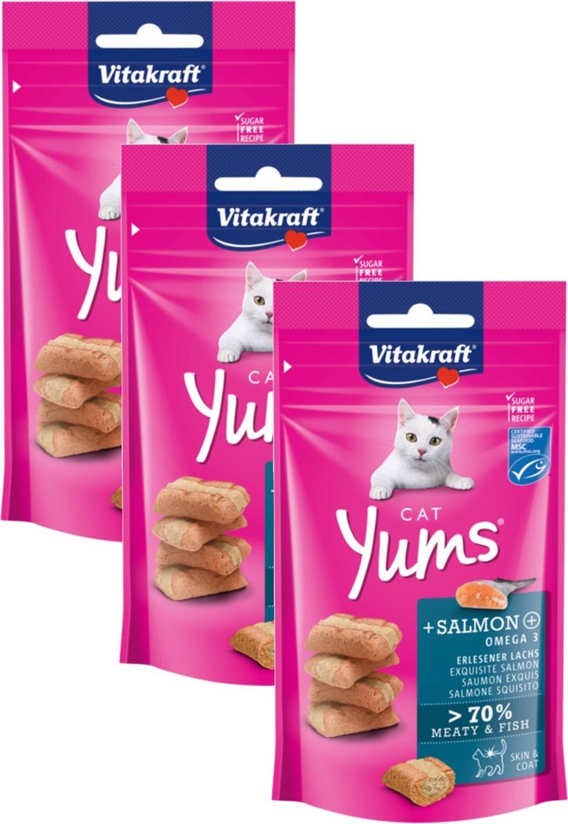  Vitakraft Cat Yums - Kat - Snack - Zalm - 3 X 40 Gr