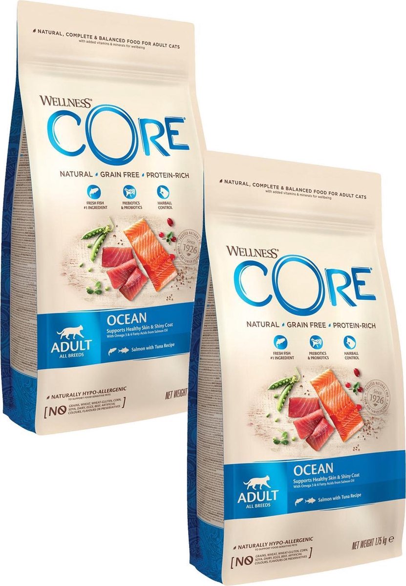  Wellness Core Grain Free Cat Ocean Zalm&amp;Tonijn - Kattenvoer - 2 X 1.75 Kg