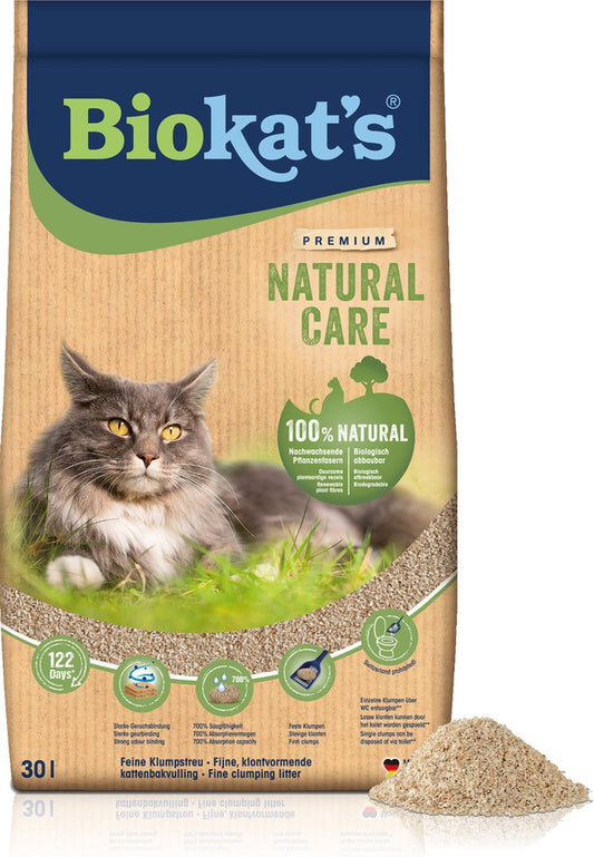  Biokat's Natural Care - 30 L - Kattenbakvulling - Klontvormend - Zonder Geur