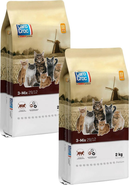  Carocroc 3-Mix - Kattenvoer - 2 X 2 Kg