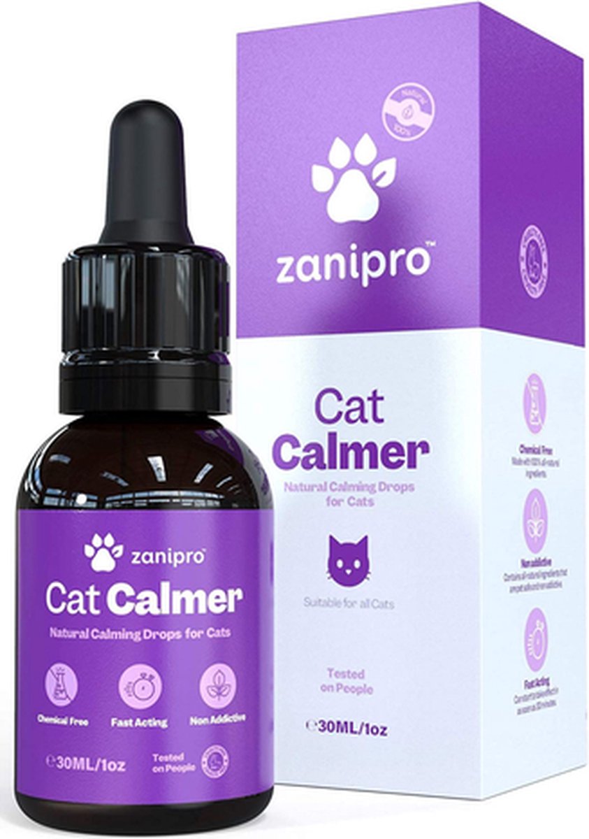  Aerend - Kalmerende Druppels Voor Katten - Anti-stress - Zanipro® 30ml - 100% Natuurlijk Uit Het Verenigd Koninkrijk - Met Ashwagandha &amp; Valeriaan - No Stress Druppels Om Gedragsproblemen Te Verlichten - Voor Thuis En Onderweg