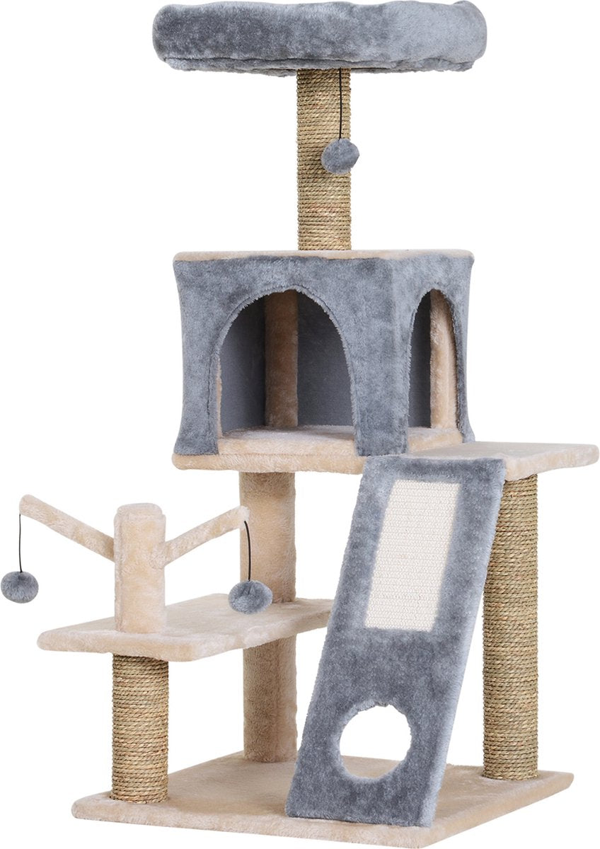  PawHut Kattenboom Klimboom Met Kattengrot Krabboom Kattenhuis Krabpaal D30-220