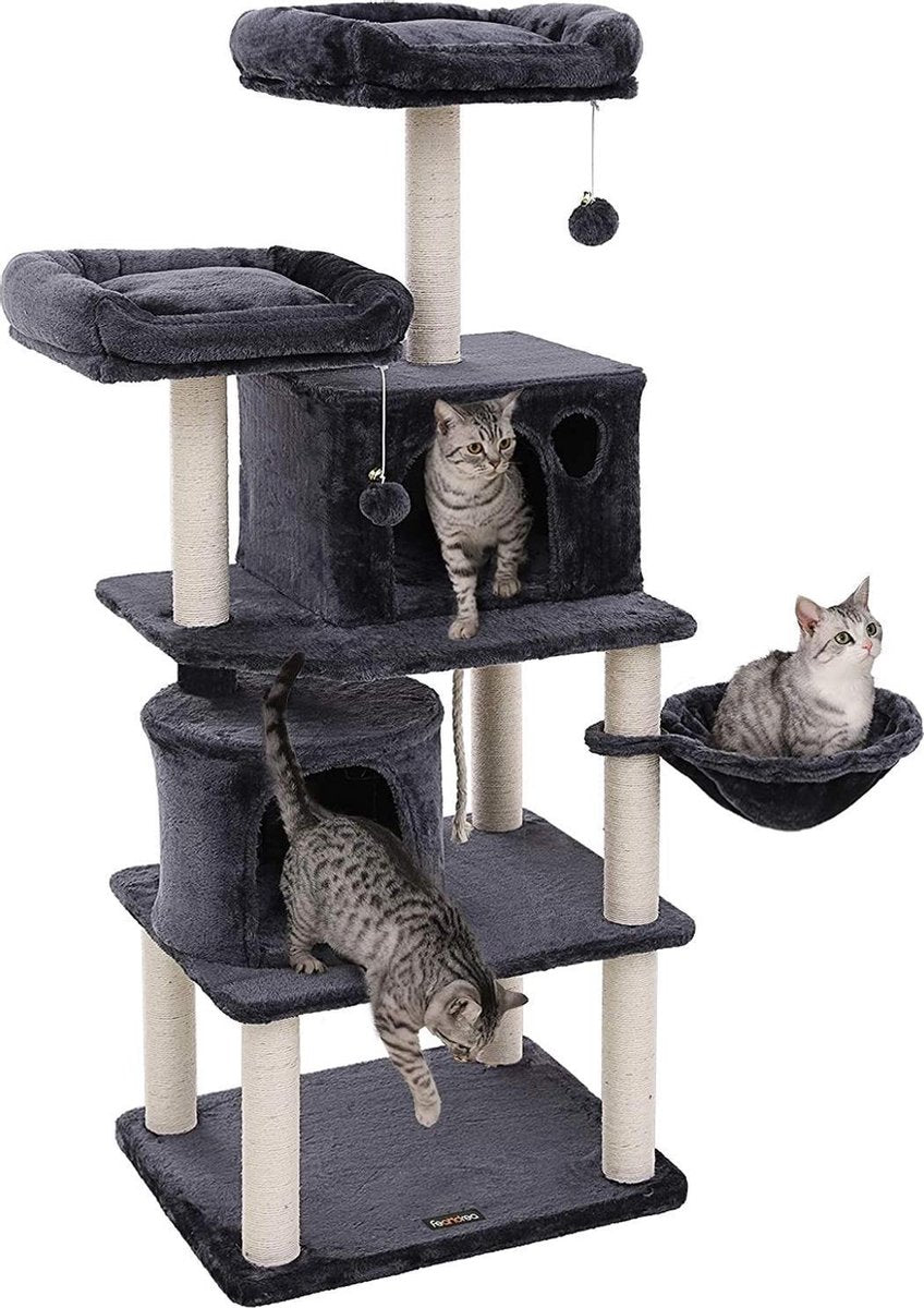  Hoppa! Kattenboom - Krabpaal - Grijs - Fluweel