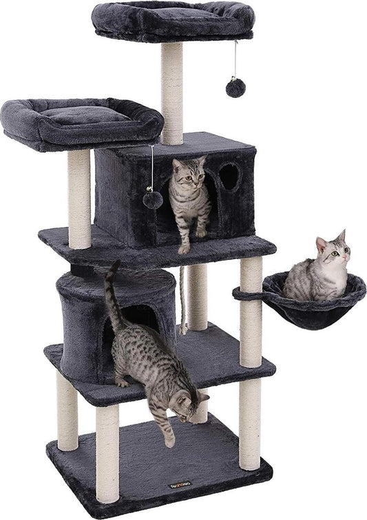  Hoppa! Kattenboom - Krabpaal - Grijs - Fluweel