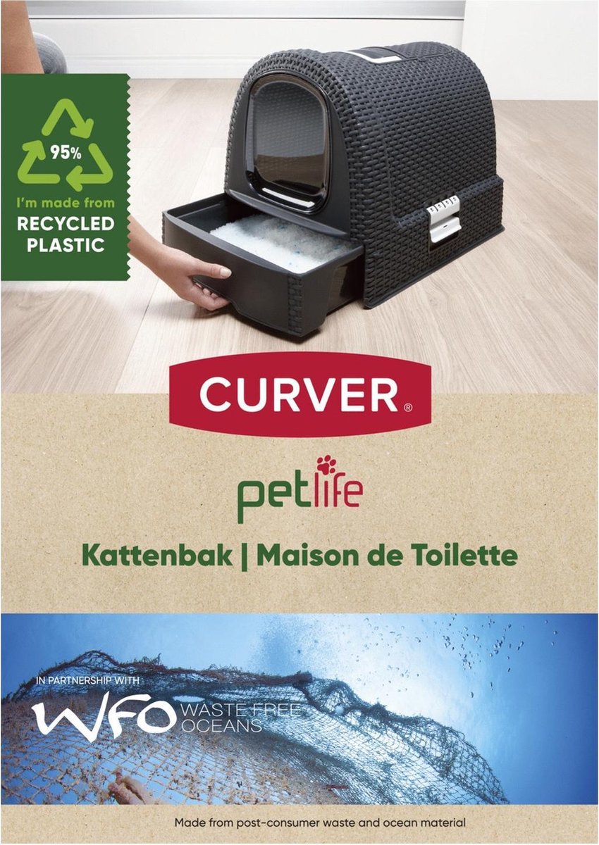  Curver Kattenbak - Antraciet - 51 X 38,5 X 39,5 Cm