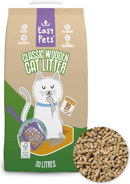  Easypets Houtkorrel Kattenbakvulling 10KG - 20L - Biologisch Afbreekbare Houtkorrels - FSC