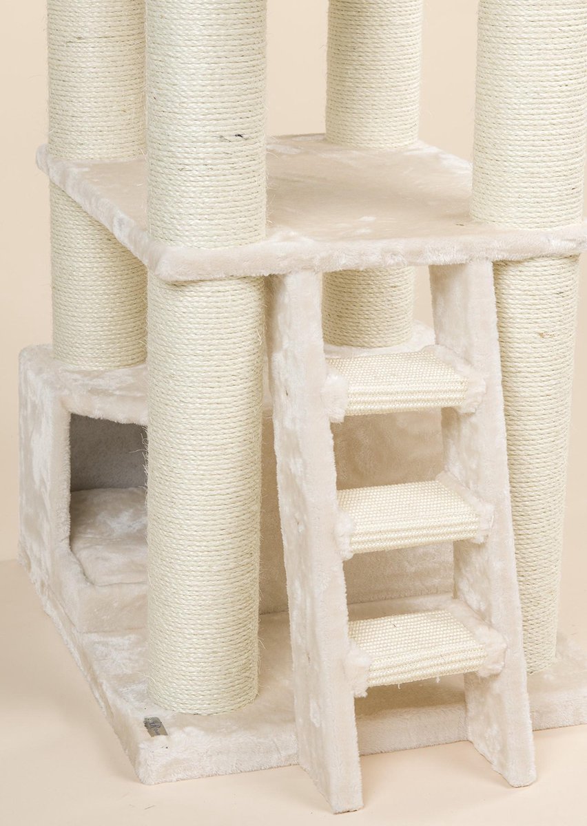  RHRQuality Corner Coon Krabpaal Voor Grote Katten - 60 X 56 X 151 Cm - Crème
