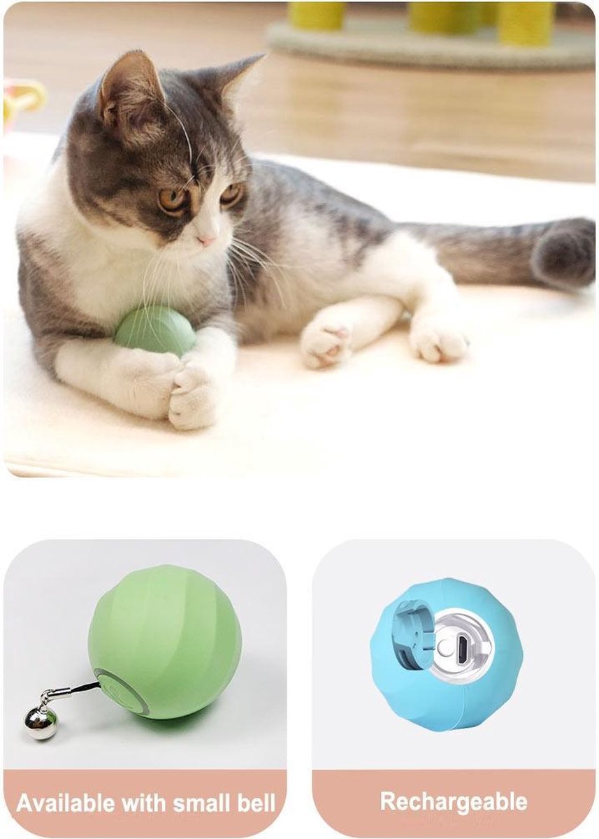  Cheerble | Mini Bal 3.0 | Roze | Zelf Rollende Bal Voor Katten | 3 Automatische Speelmodi | Interactief En Intelligentie Kattenspeelgoed | Kattenspeeltje