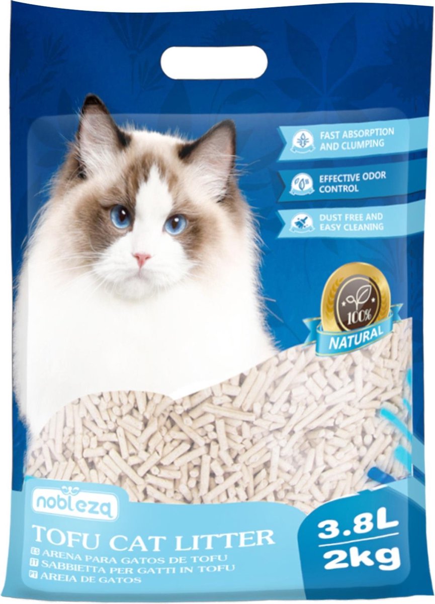  Nobleza 48REM - Tofu Kattenbakvulling - Snel Absorberend - 3.8 L - Klontvormend - 2 Kg