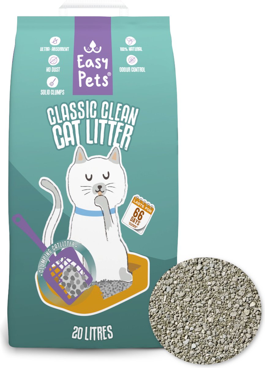  Easypets Classic Clean Kattenbakvulling 20L - Klontvormend Kattengrit - Geur Bescherming