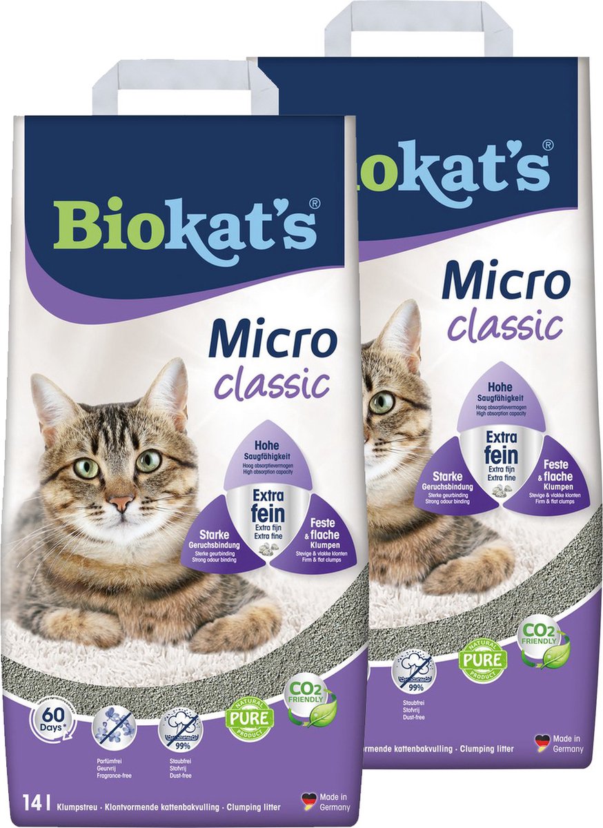  Biokat's Micro Classic Lentegeur - Kattenbakvulling - 2 X 14 L