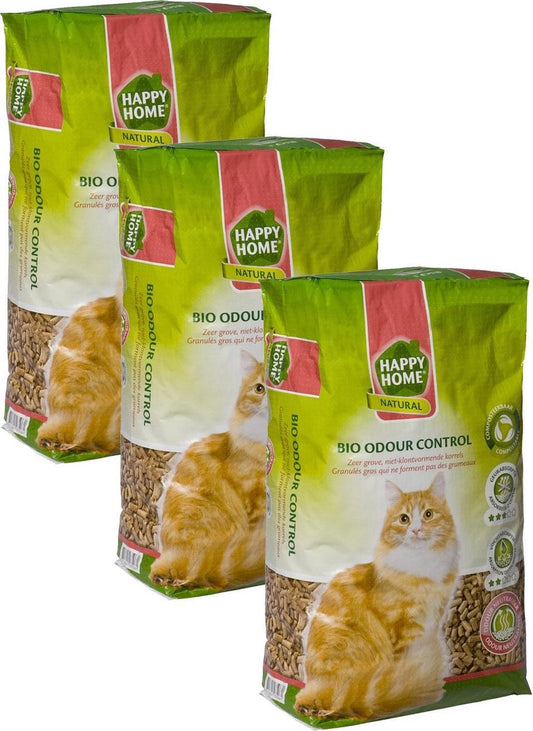  Happy Home Natural Bio Odour Control - Kattenbakvulling - 3 X 20 L