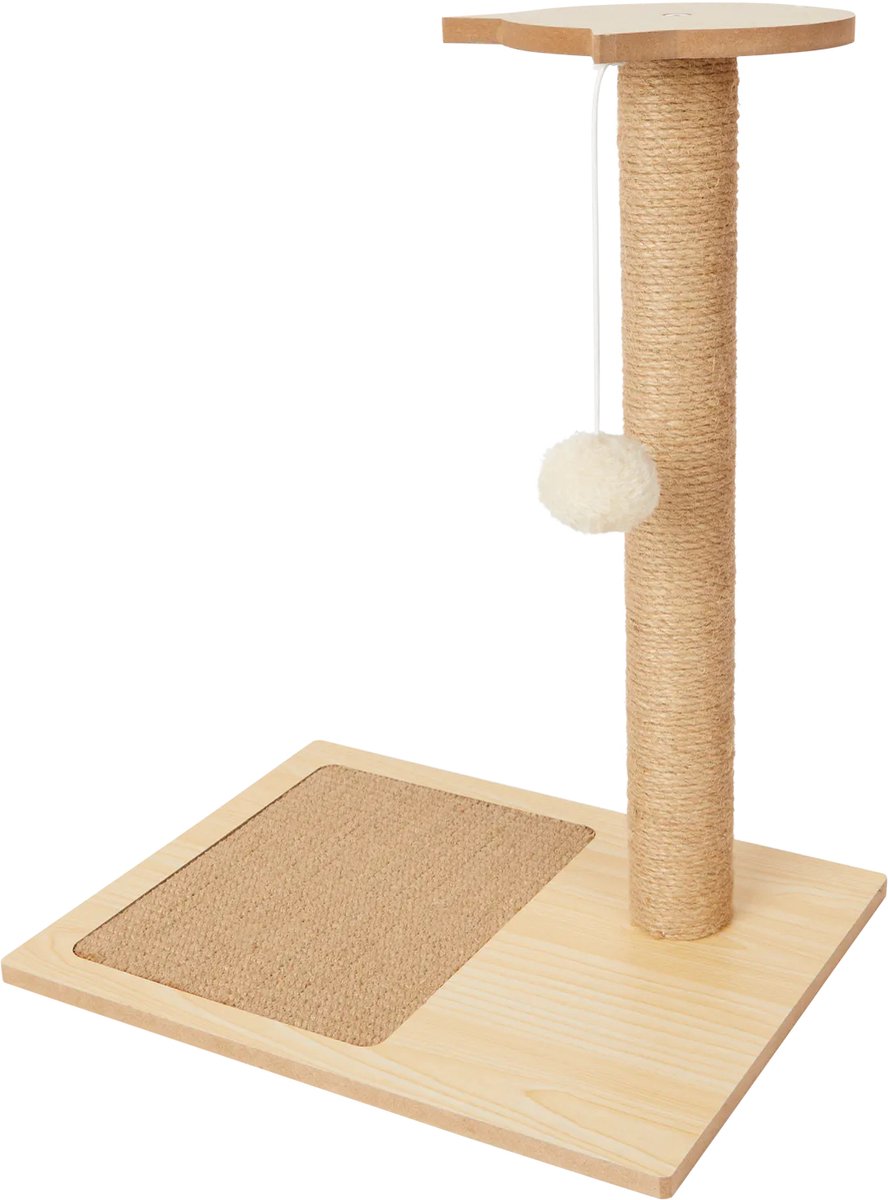  Houten Krabpaal Met Bal - Katten Benodigdheden - Kat Speeltje - Huisdier/ Dieren - 30x40 - Cadeau - Pet Toy - Kitten - Beige