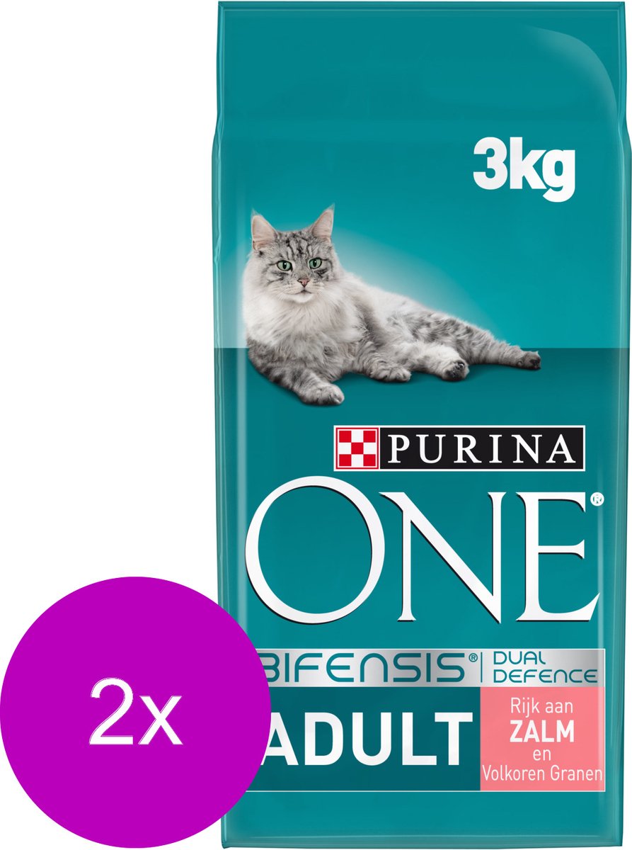  Purina One Adult Zalm&amp;Granen - Kattenvoer - 2 X 3 Kg
