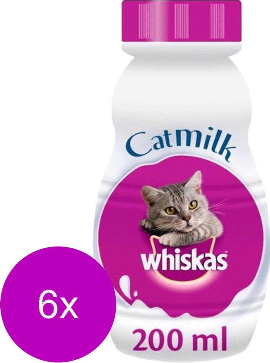  Whiskas Catmilk Melk - Kattensnack - 6 X 200 Ml