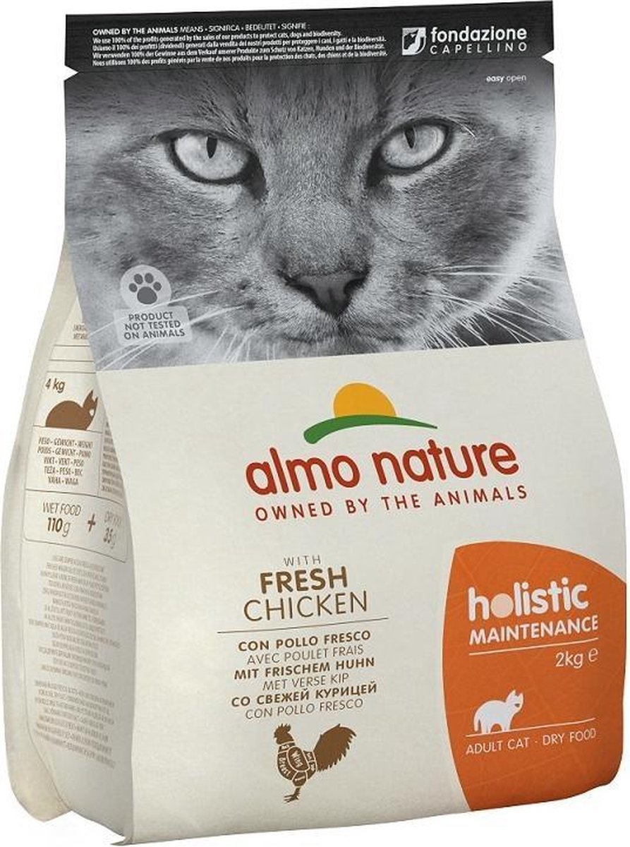  Almo Nature Holistic Droogvoer Voor Volwassen Katten - Kip - In 400gr, 2kg Of 12kg - Holistic Kip - 2kg