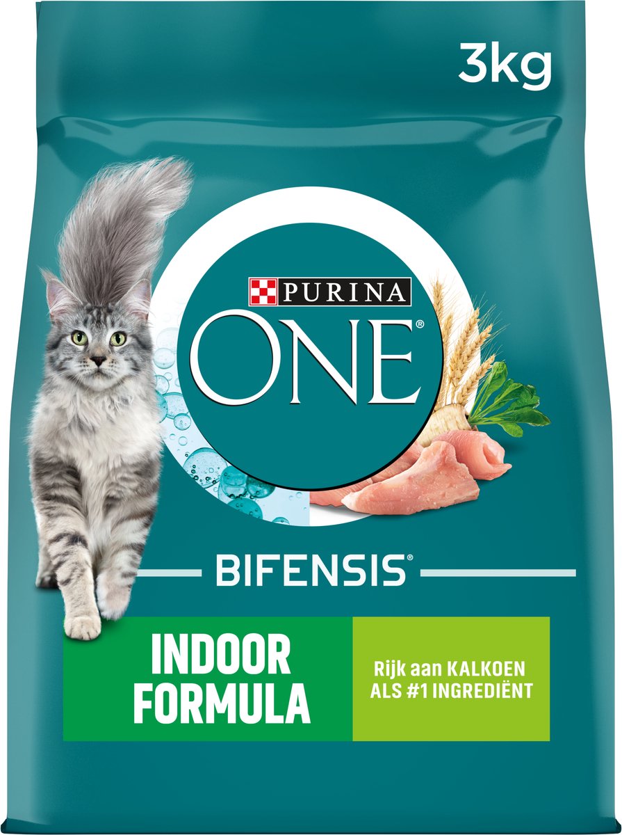  Purina ONE Adult Indoor - Kattenvoer Kalkoen - 3 Kg