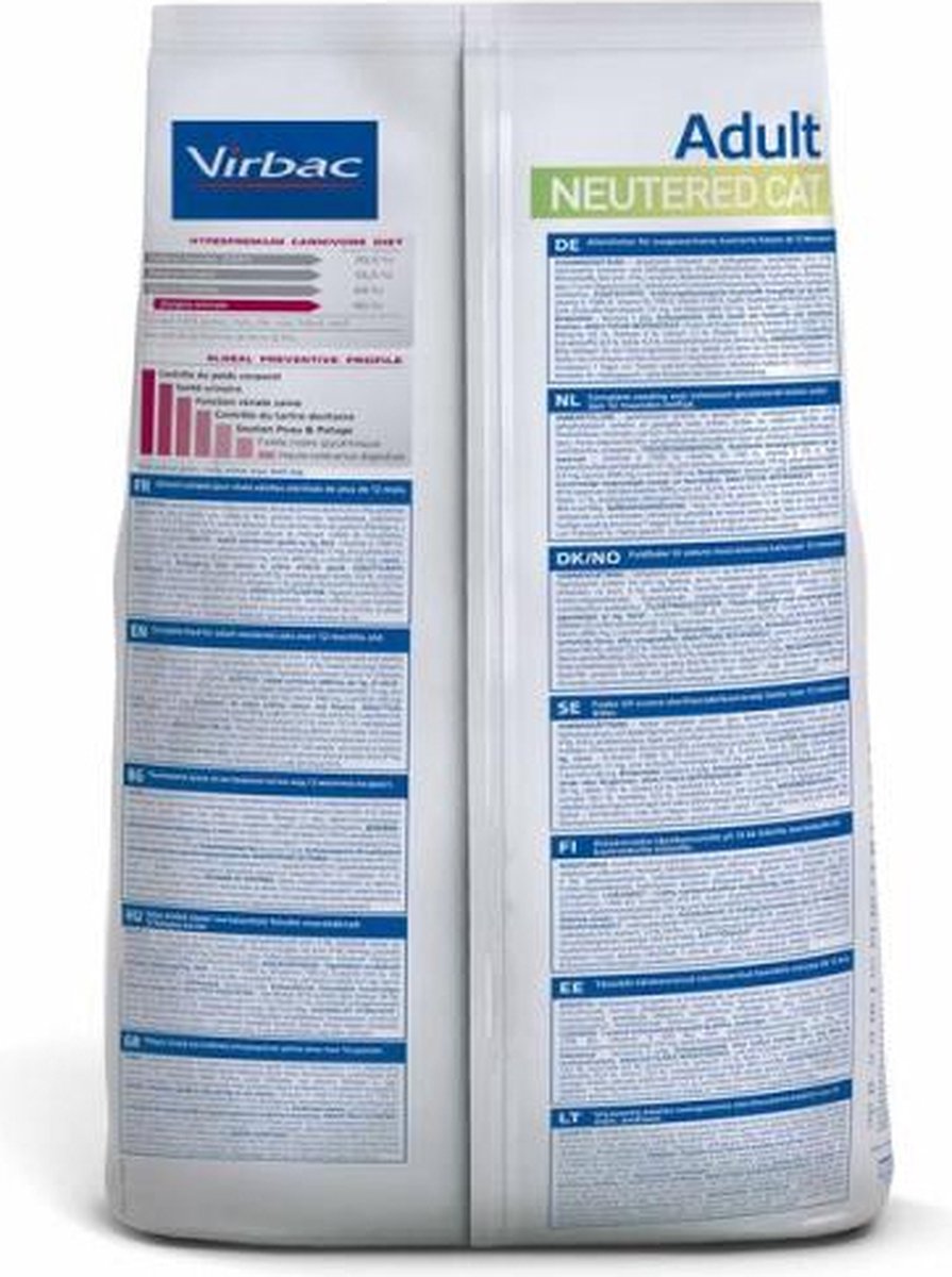  Virbac HPM Veterinary Adult Neutered Cat - Kattenvoer - 3 Kg