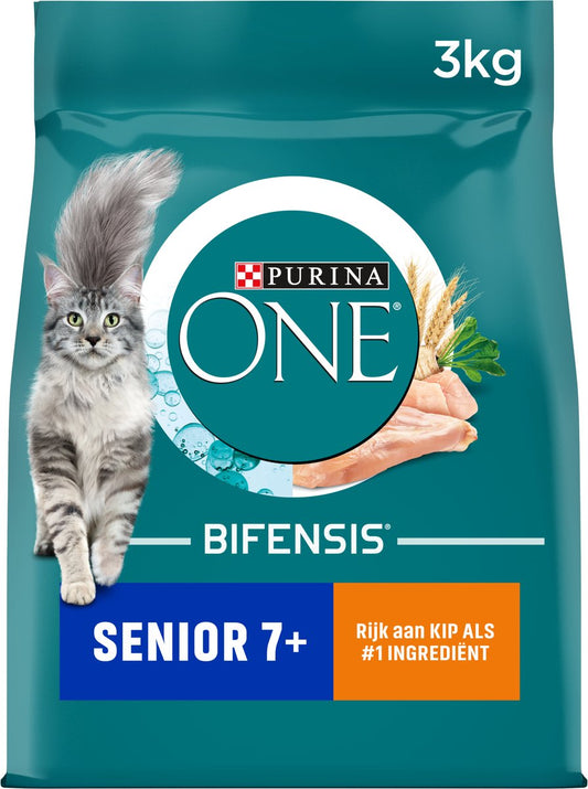 Purina ONE Senior - Kattenvoer Kip &amp; Volkoren Granen - 3 Kg