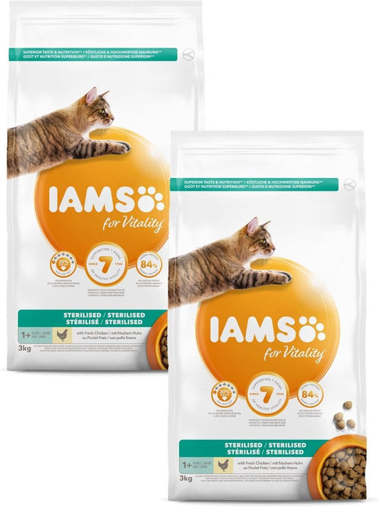  Iams Cat Adult Sterilised - Kattenvoer - 2 X Kip 3 Kg