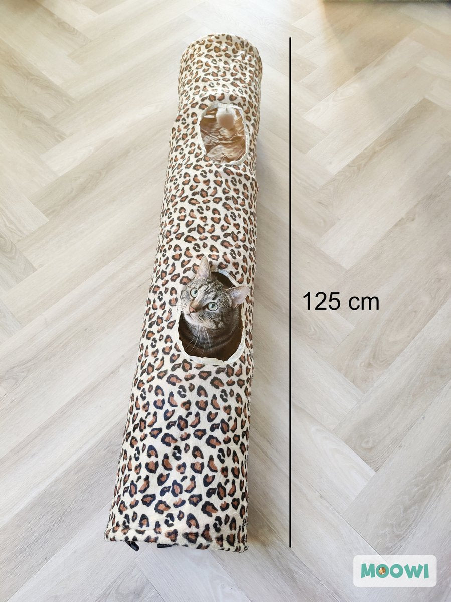  Moowi - Kattentunnel Luipaardprint - 125 Cm - Speeltunnel - Tijgerprint