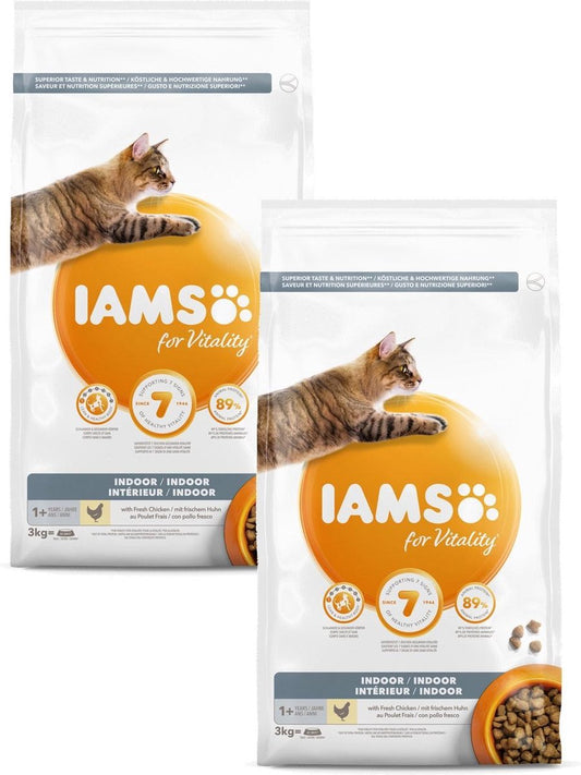  Iams Cat Adult Indoor - Kattenvoer - 2 X Kip 3 Kg