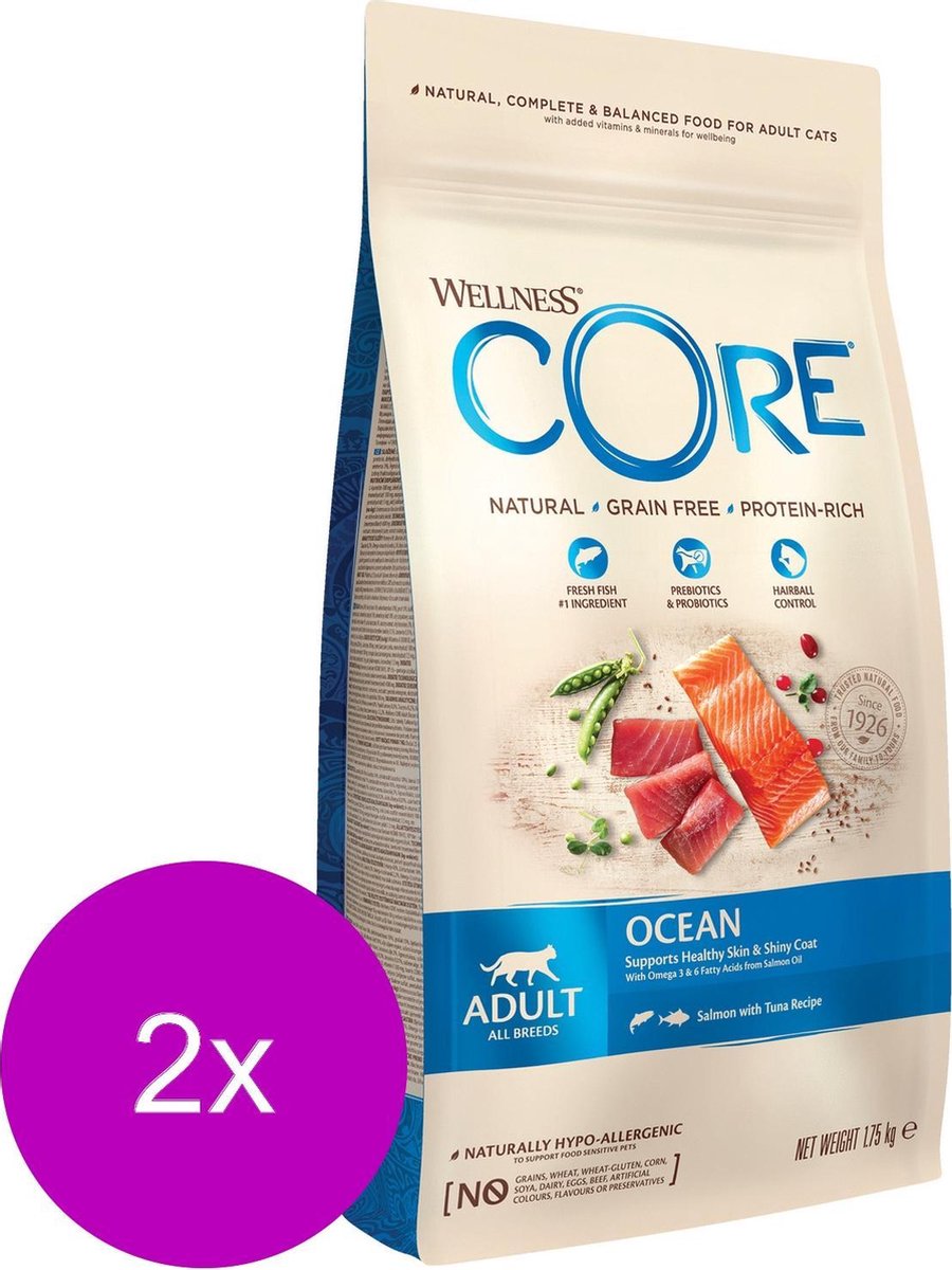  Wellness Core Grain Free Cat Ocean Zalm&amp;Tonijn - Kattenvoer - 2 X 1.75 Kg