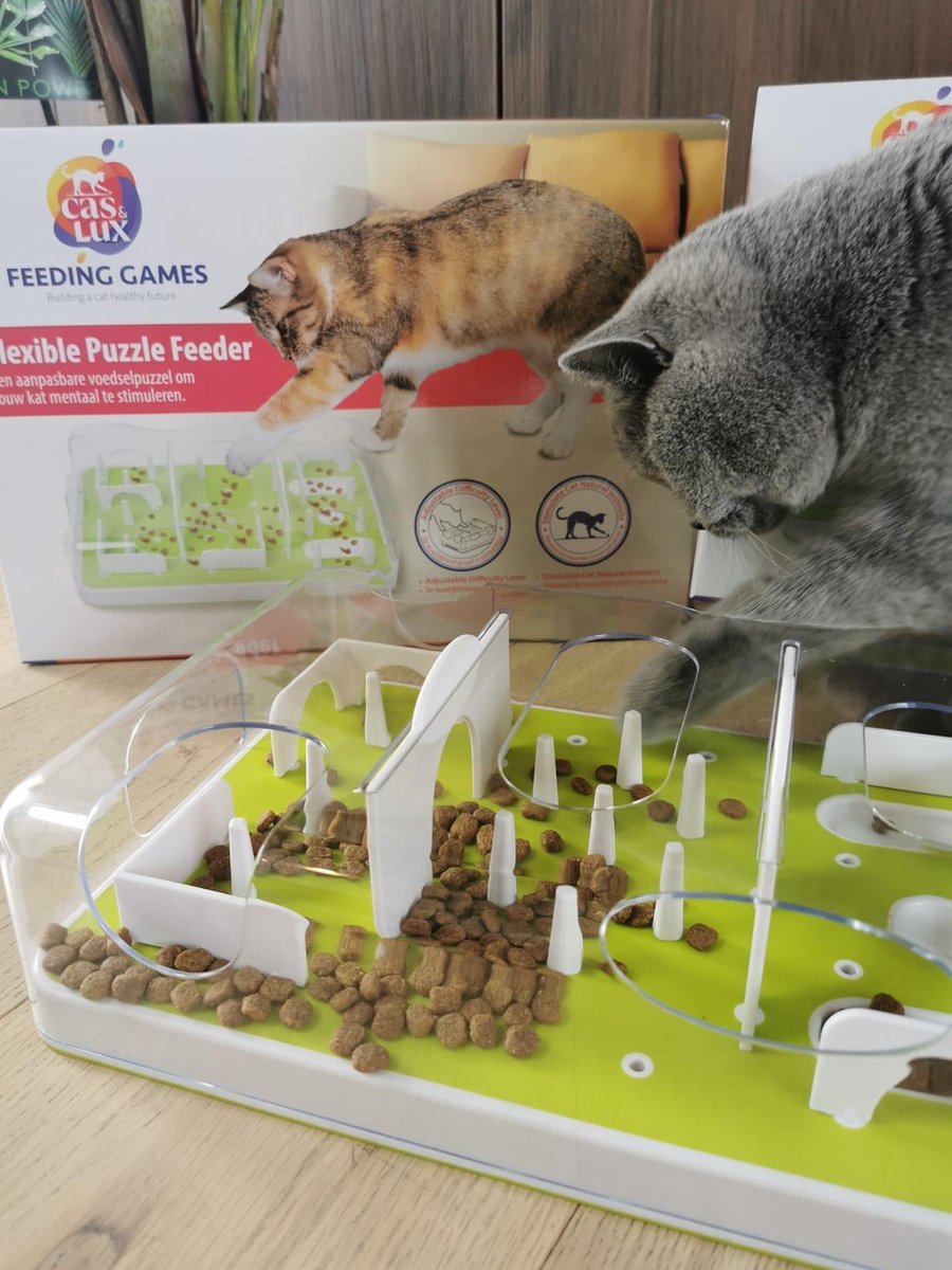  Cas &amp; Lux Modulaire Puzzel Voederbak Voor Katten - Anti Schrokbak Kat - Inclusief 3 Verschillende Standen - Stijlvol Design - Voerpuzzel Kat - Slowfeeder - Kattenspeeltjes - Puzzel Kat - Anti Schrok
