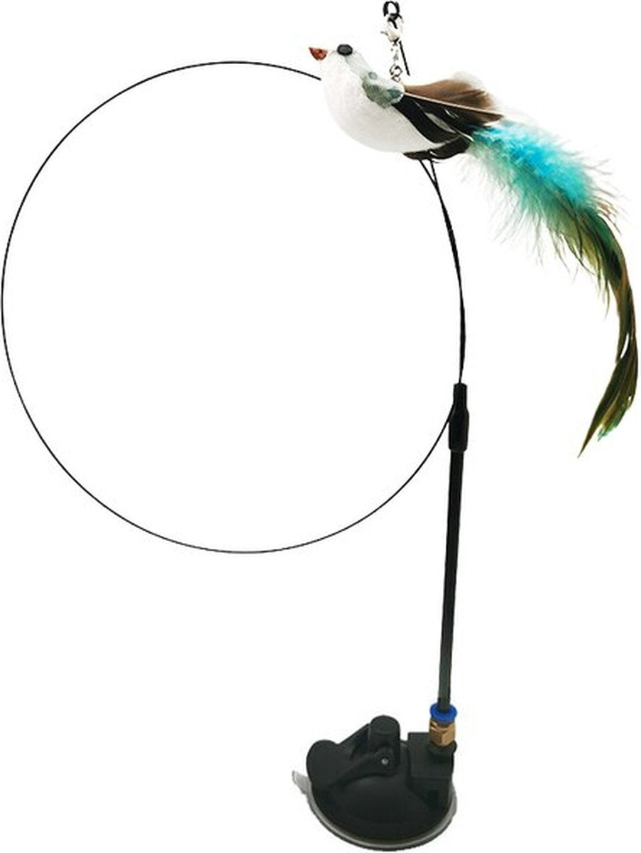  Kattenspeelgoed - Simulatie Vogel - Interactieve Grappige Kattenspeeltjes - Kattenhengel Met Zuignap + 4 Vogels + Een Kattenhengel GRATIS