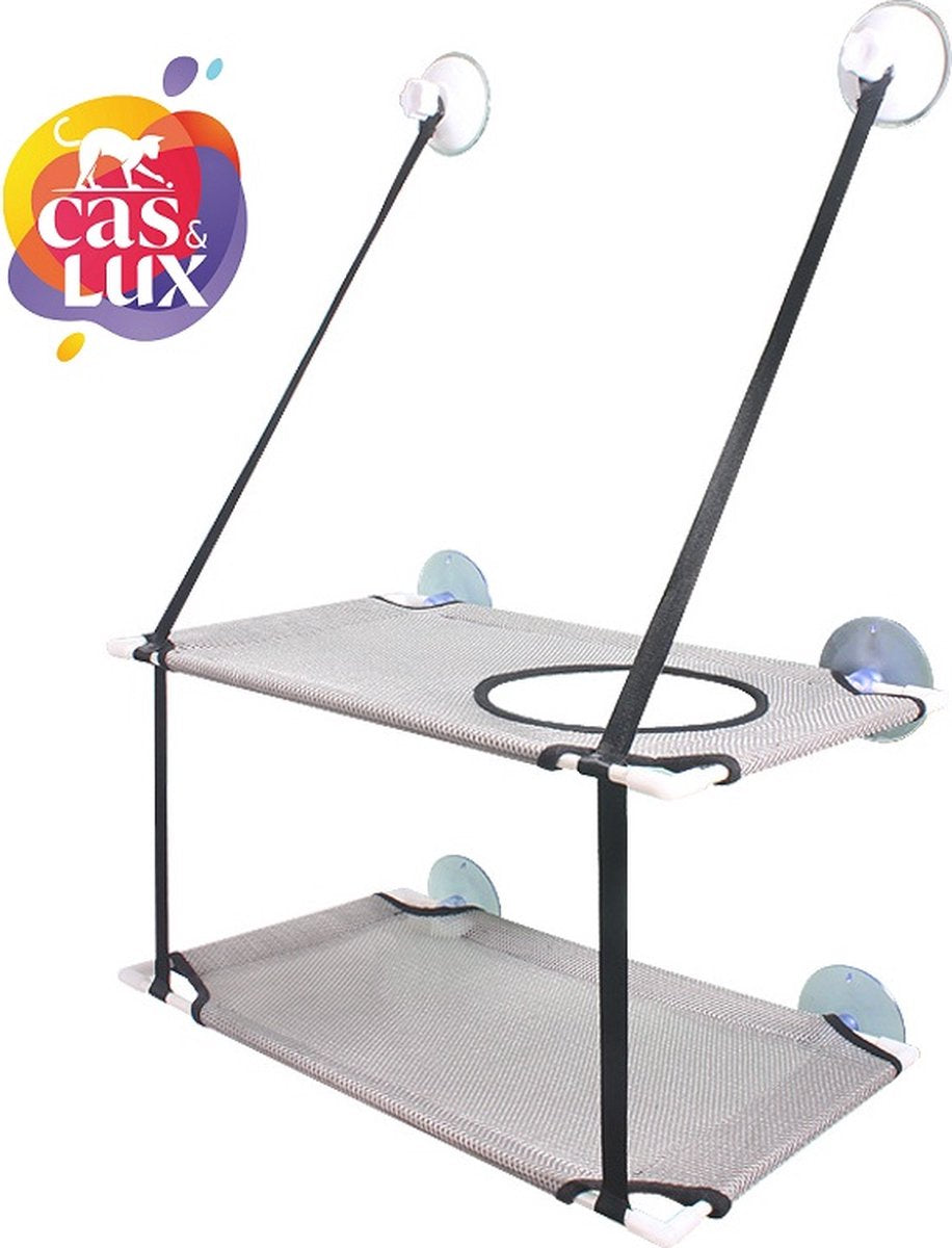 Cas &amp; Lux Relaxerende Hangmat Voor Katten - Inclusief 2 Niveau's Met Sterke 30kg Draagkracht - Kattenhangmat - Kattenhangmat Raam – Kattenmand - Kattenhuis - Kattenkussen - Hangmat Kat - Kattenbed