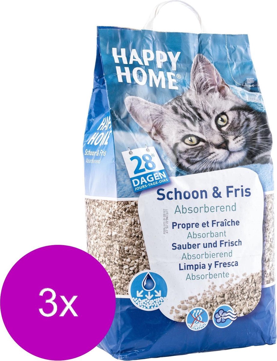  Happy Home Clean Fresh - Kattenbakvulling - 3 X 20 L