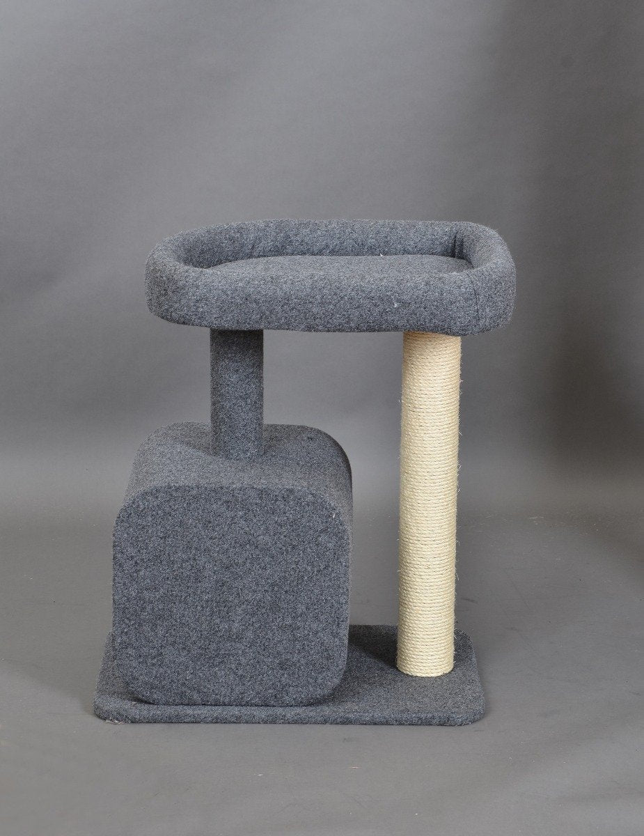  Katten Krabpaal Met Huisje | Grijs | 60 X 40 X 70 Cm Kattenboom Met Ligbed