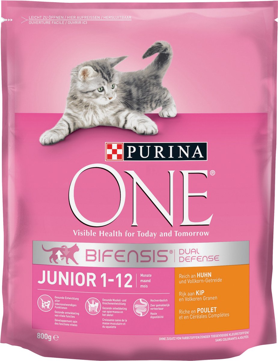  Purina ONE Junior - Kip/Granen - Kattenvoer - 800 G