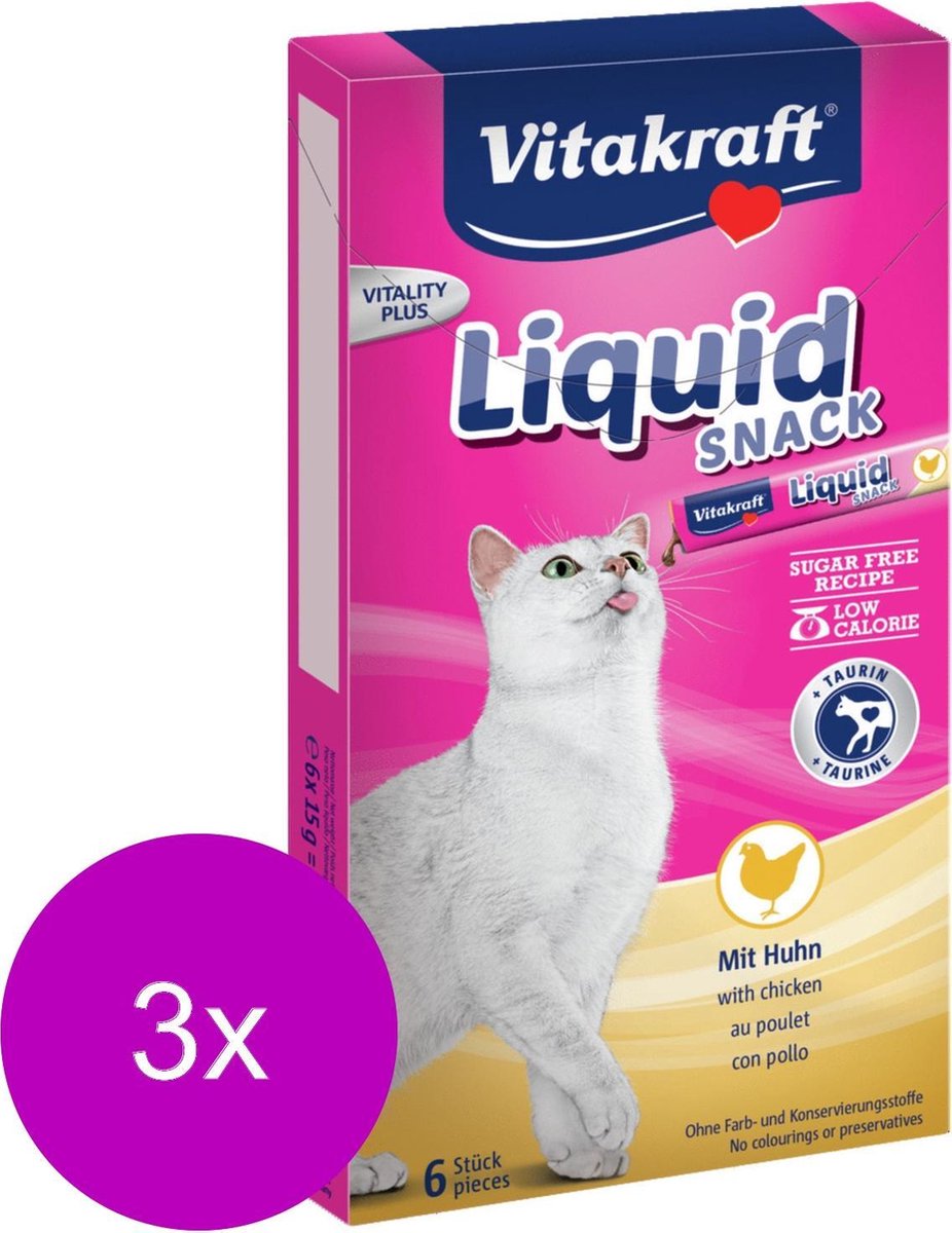 Vitakraft Cat Liquid Snack 6 Stuks - Kattensnack - 3 X Kip