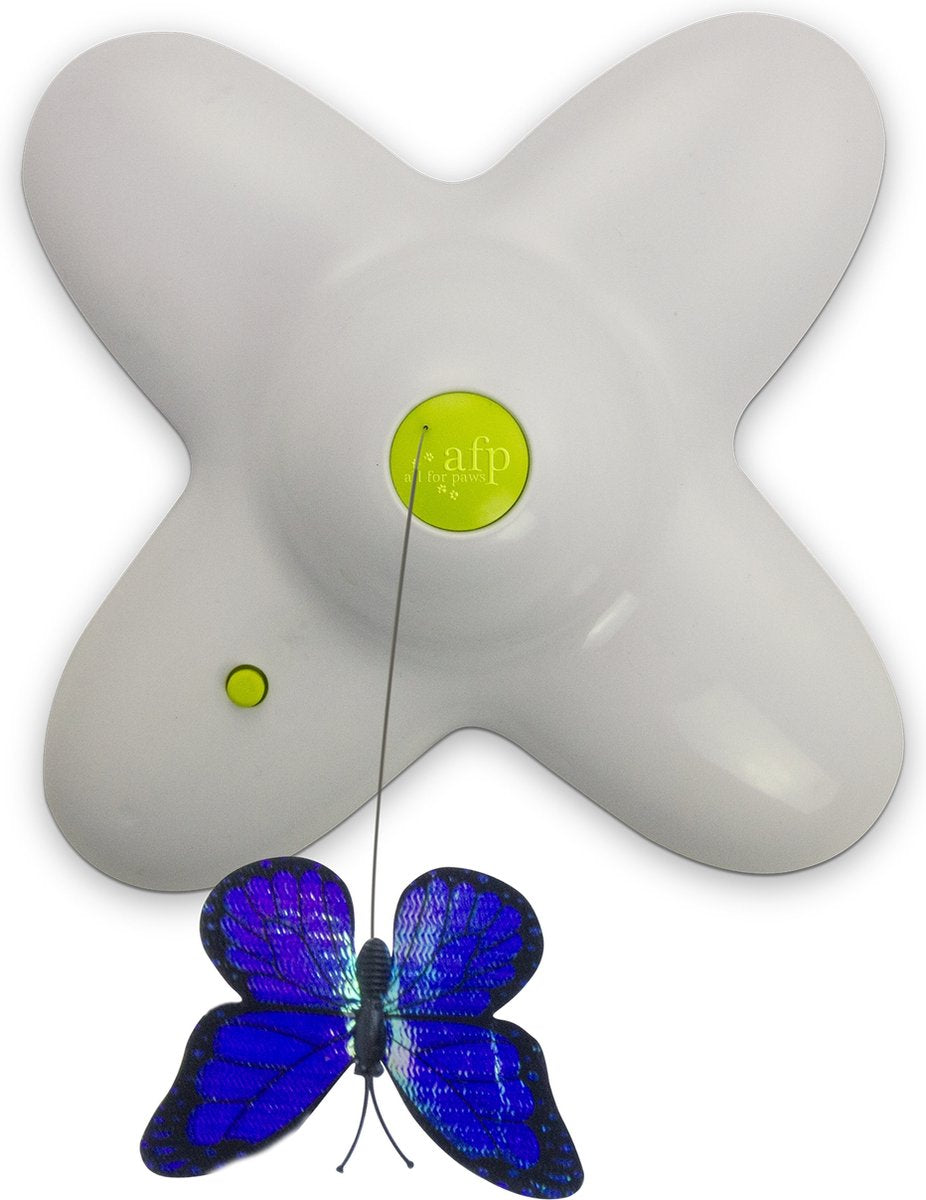  All For Paws - Interactive Flutterbug – Wit/Blauw - 1 Stuk