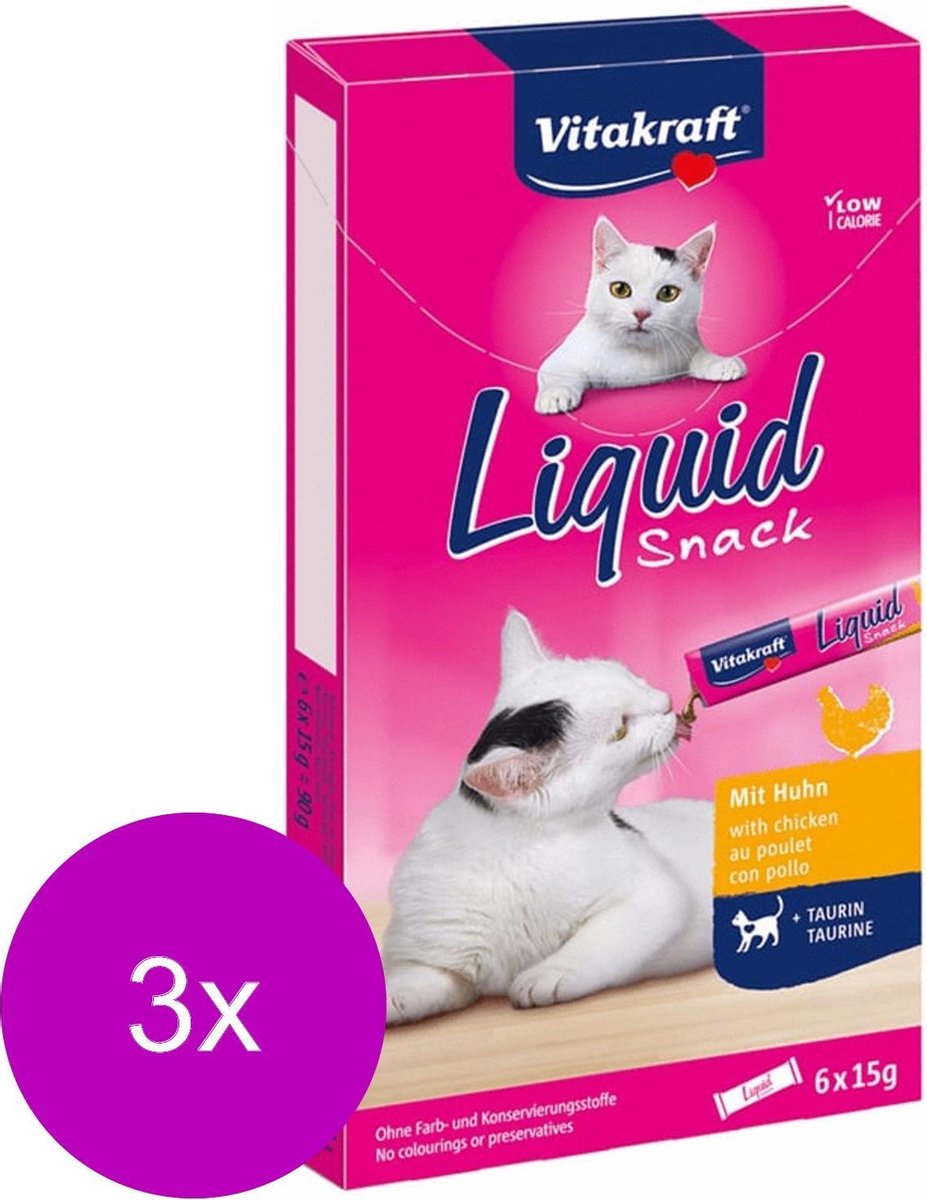  Vitakraft Cat Liquid Snack 6 Stuks - Kattensnack - 3 X Kip