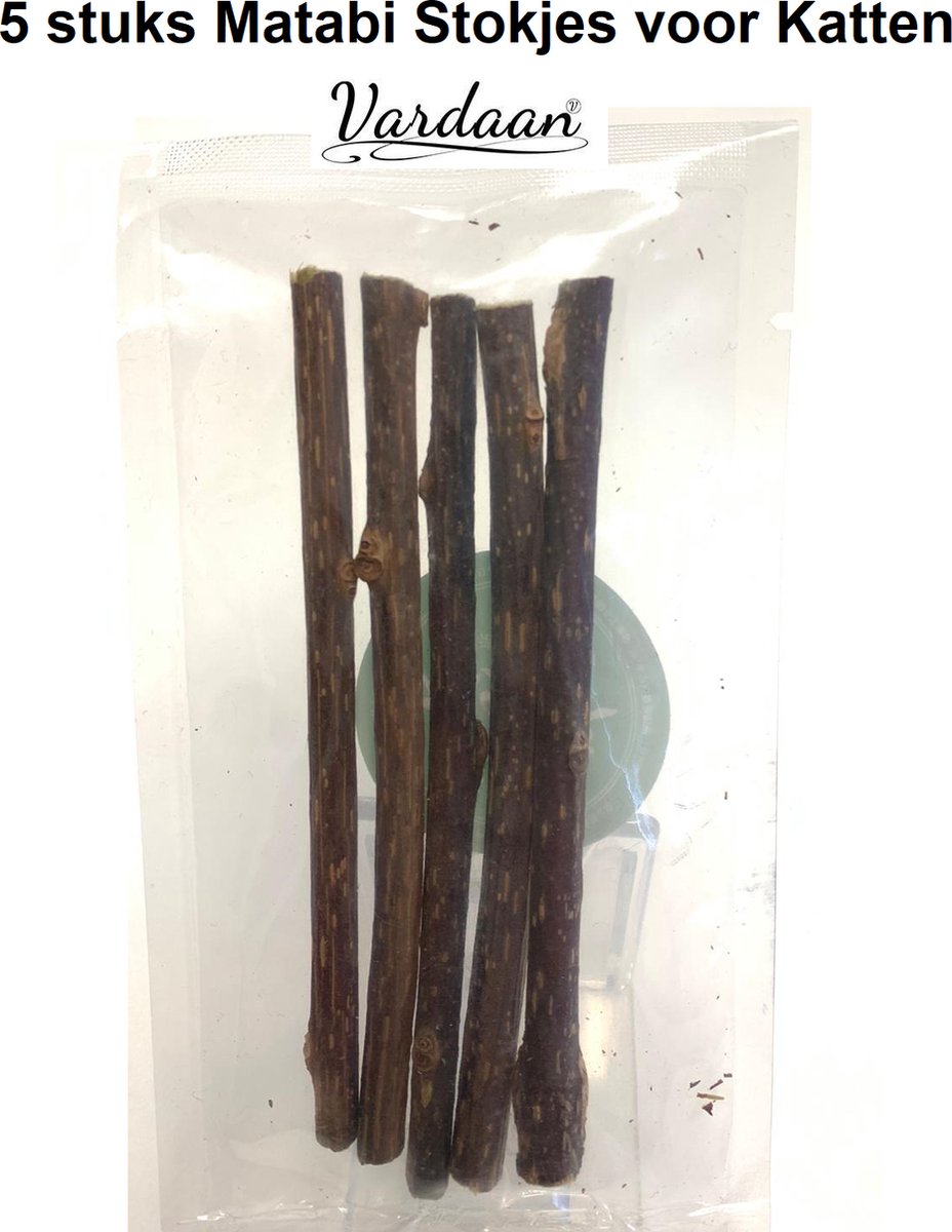  Matatabi Kauwstaafjes Voor Katten - 5x Matabi Stokjes - Kattenspeelgoed - 100% Natuurlijke Sticks - Plantaardig - Silver Vine Kauwstaven Voor Kittens - Kattenkruid Effect - Gebitsverzorging - 5 Stuks Vardaan Kauwstaven Voor Katten - XS - 11 Cm