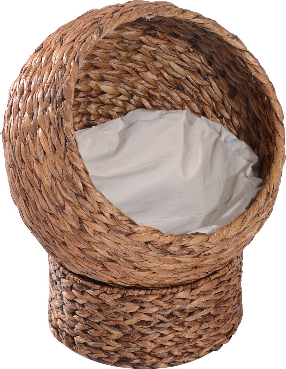  PawHut Kattenmand Rotan Kattennest Kattenbed Met Kussen Huisdierbed Bruin D30-104