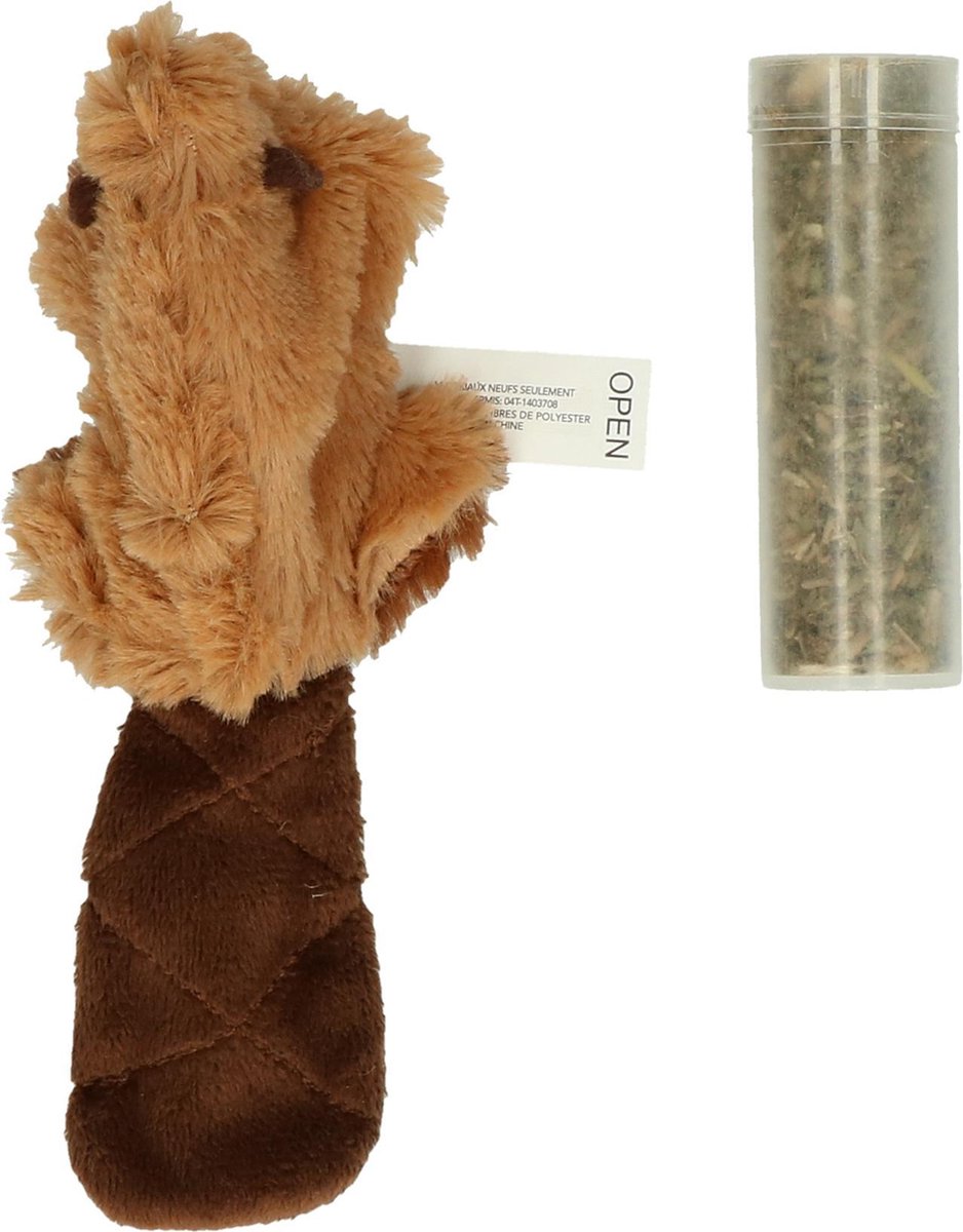  Kong Kat Catnip Bever - Speelmuis - Bruin - 3,8 X 4,5 X 4,2