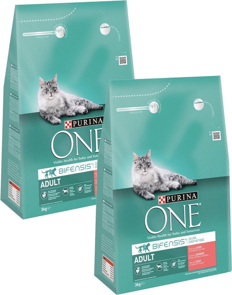  Purina One Adult Zalm&amp;Granen - Kattenvoer - 2 X 3 Kg