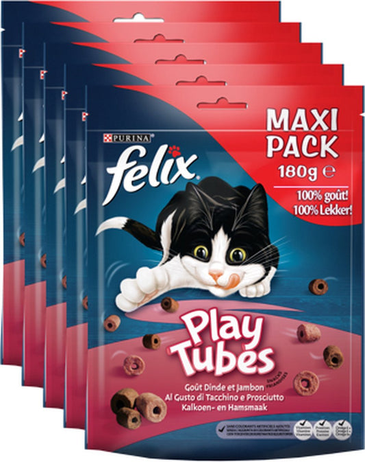  Felix PlayTubes - Kattensnacks Kalkoen &amp; Ham - 5 X 180g